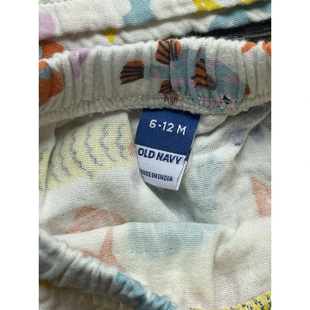Old Navy Baby Double Weave Tank Top And Short Set Sz 6-12 Months  Fish Seashells